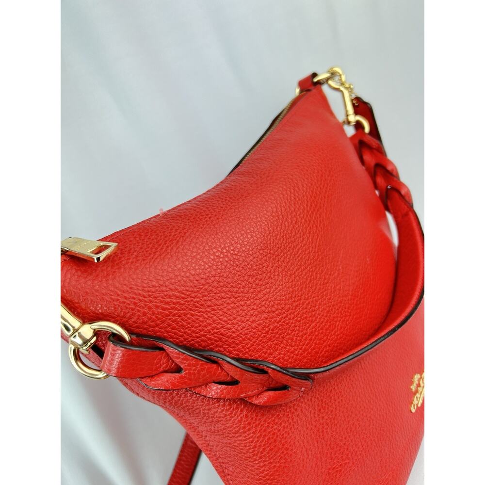 COACH Mini Abby Duffel Shoulder Crossbody Bag RED Pebble Leather - Picture 16 of 16